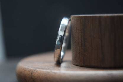 Slim Stainless Steel Deveron Hammered Ring