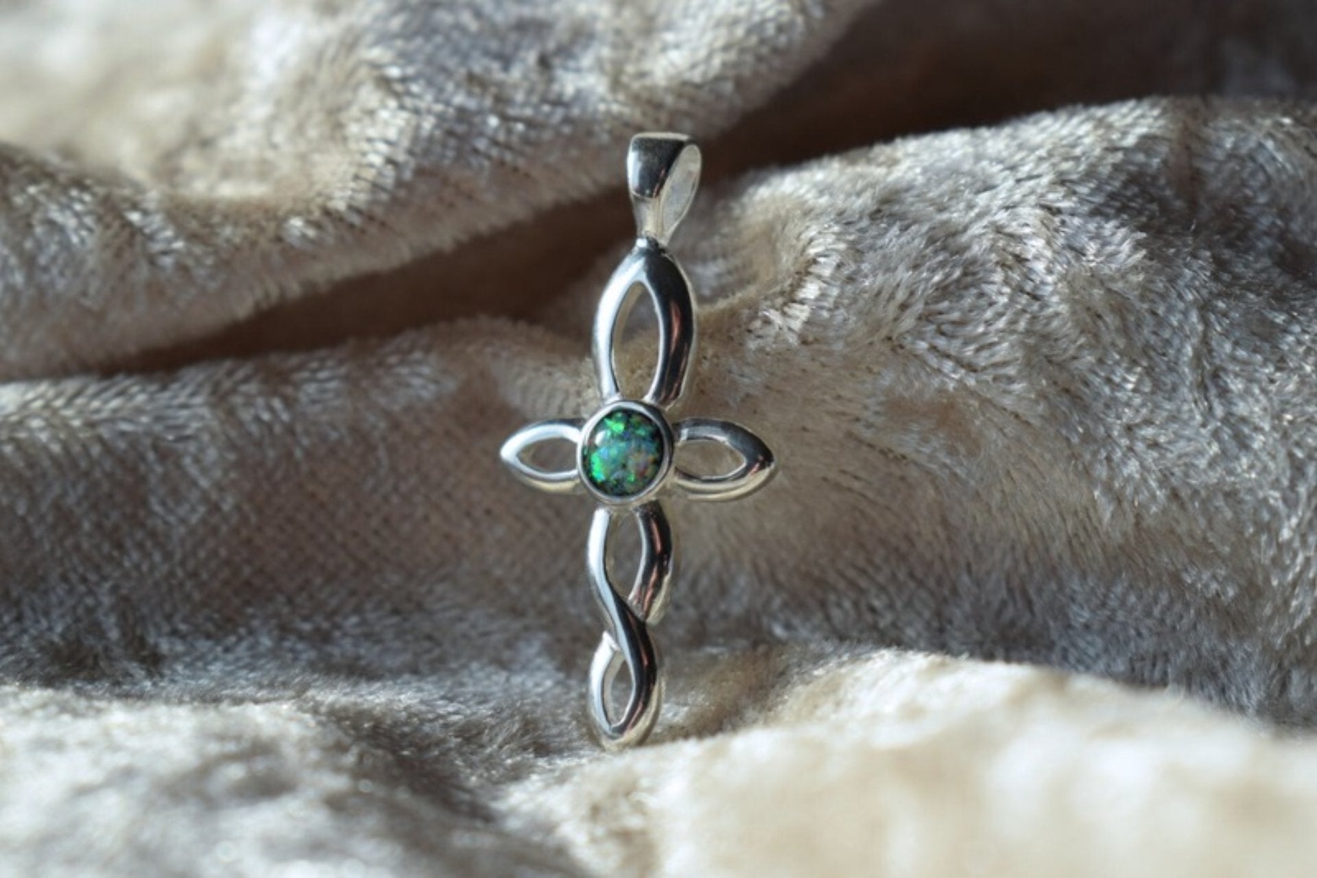 Infinity cross silver memorial necklace with discreet ashes compartment