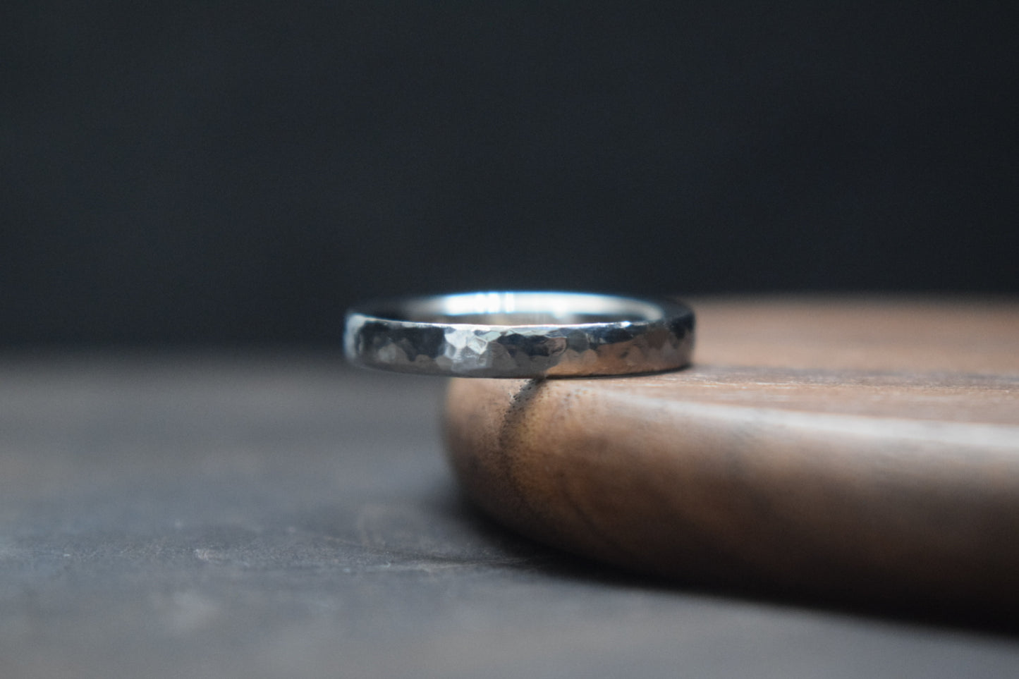 Slim Stainless Steel Deveron Hammered Ring