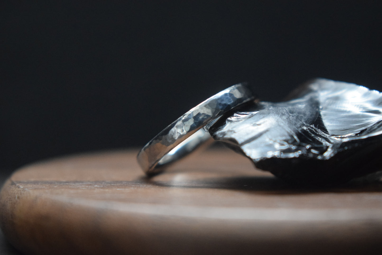Slim Stainless Steel Deveron Hammered Ring
