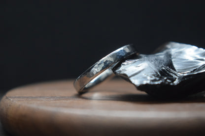 Slim Stainless Steel Deveron Hammered Ring