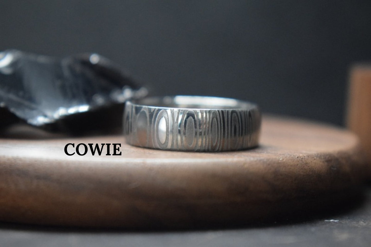 Damascus Steel and Black Zirconium Liner Edge Ring