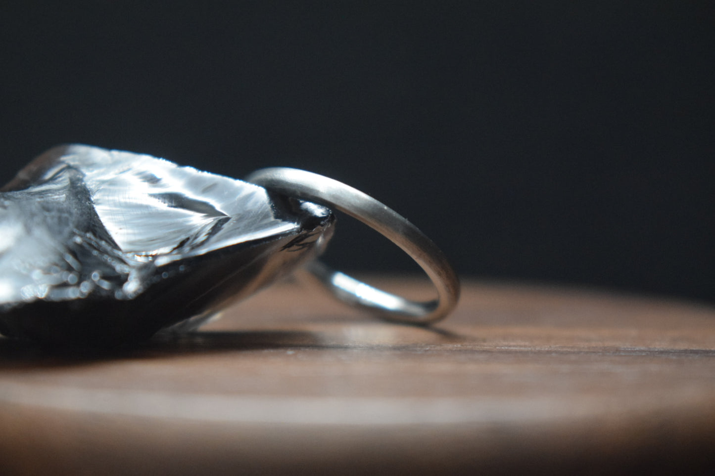 Slim Titanium Satin Court Shape Ring