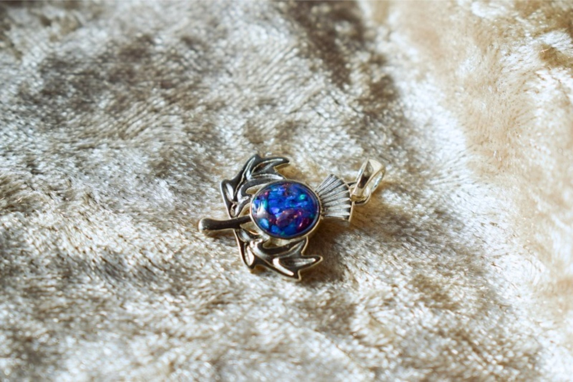 Scottish thistle memorial necklace in sterling silver with ashes setting