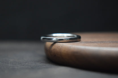 Slim Stainless Steel Polished Court Shape Ring