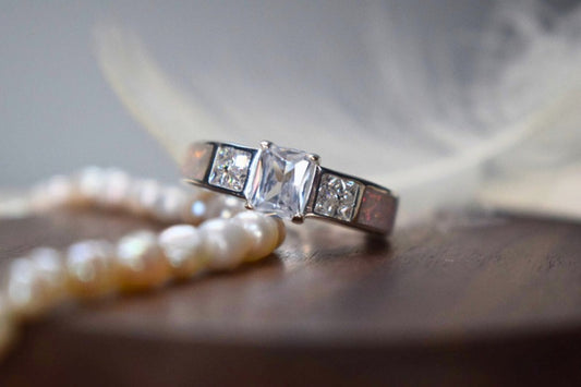 Silver Square CZ Memorial Ashes Ring
