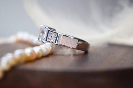 Silver Square CZ Memorial Ashes Ring