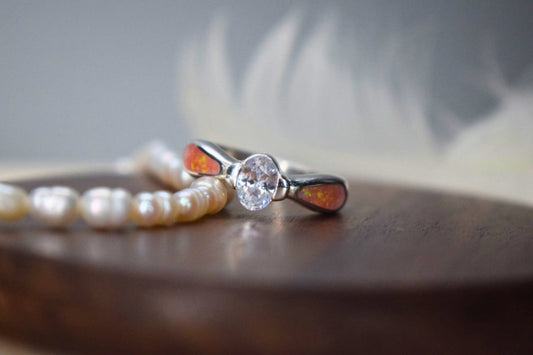 Silver Double Shoulder Memorial Ring