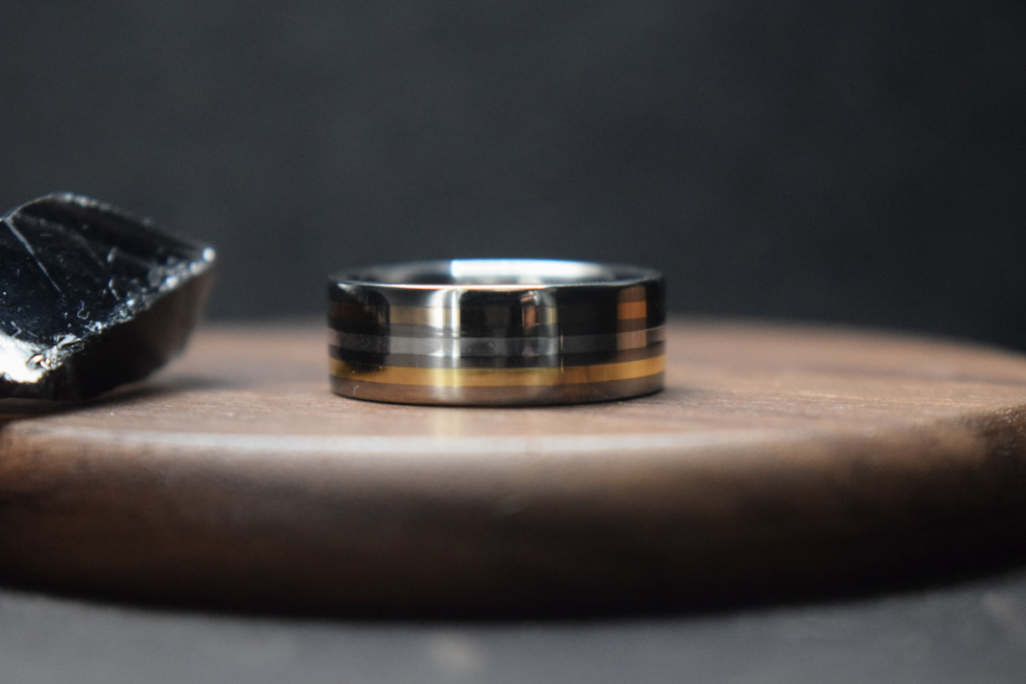 Falls of Feugh Triple Inlay Titanium Ring