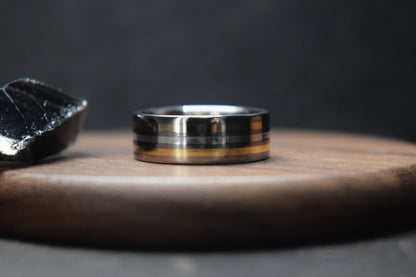 Falls of Feugh Triple Inlay Titanium Ring