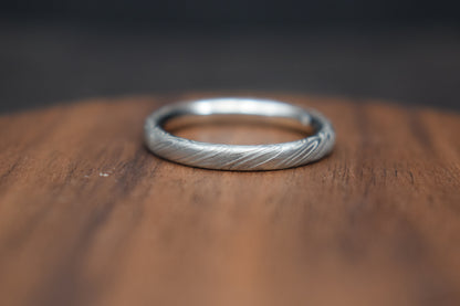 Slim Damascus Steel Ring - True North Forge
