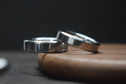 Stainless Steel Bevel Shape Polished Ring