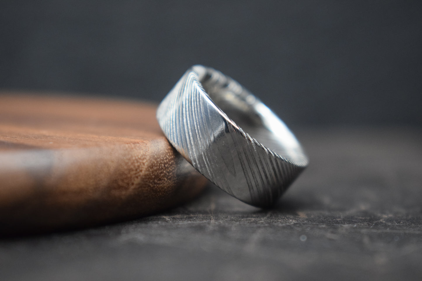 Crynoch Damascus Steel Flat Ring