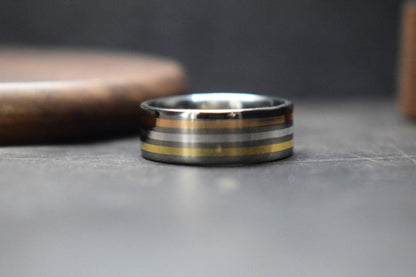 Falls of Feugh Triple Inlay Titanium Ring