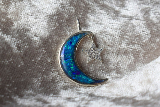 Moon and Star Memorial Necklace with Ashes – Handmade Sterling Silver Keepsake Jewellery, Crafted in the UK