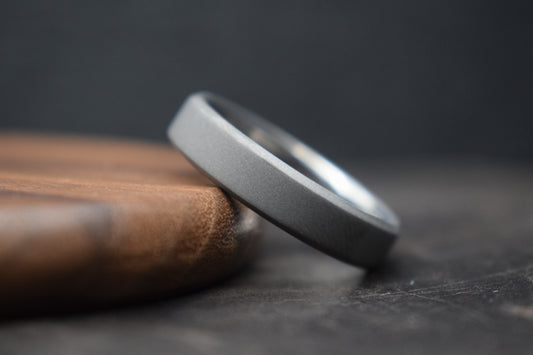 Titanium Blasted Bevel Shape Ring