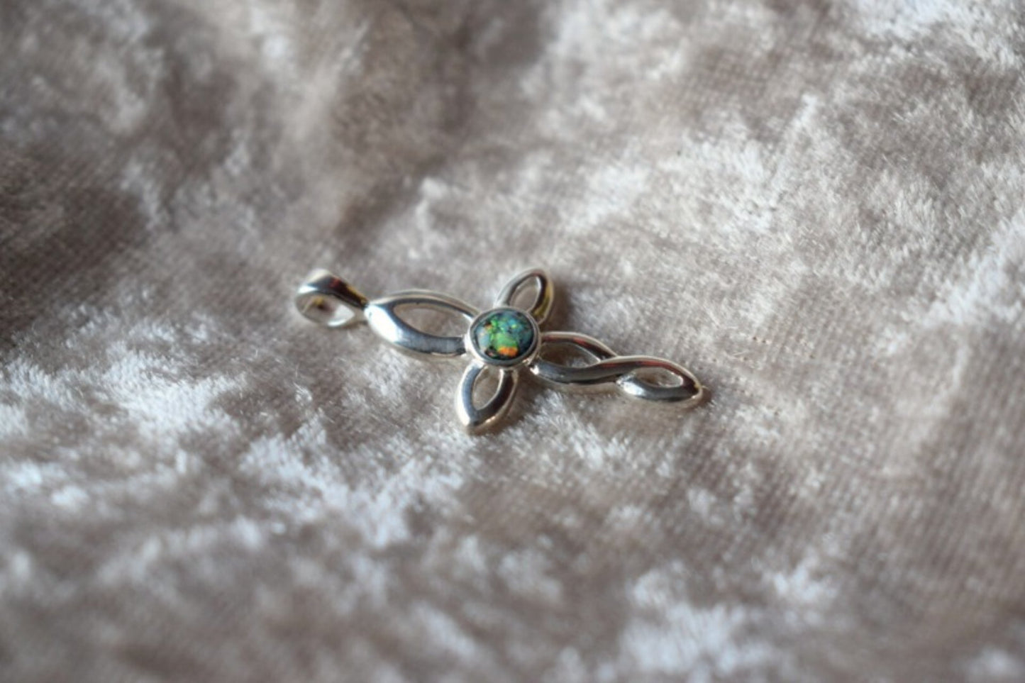 Infinity cross silver memorial necklace with discreet ashes compartment