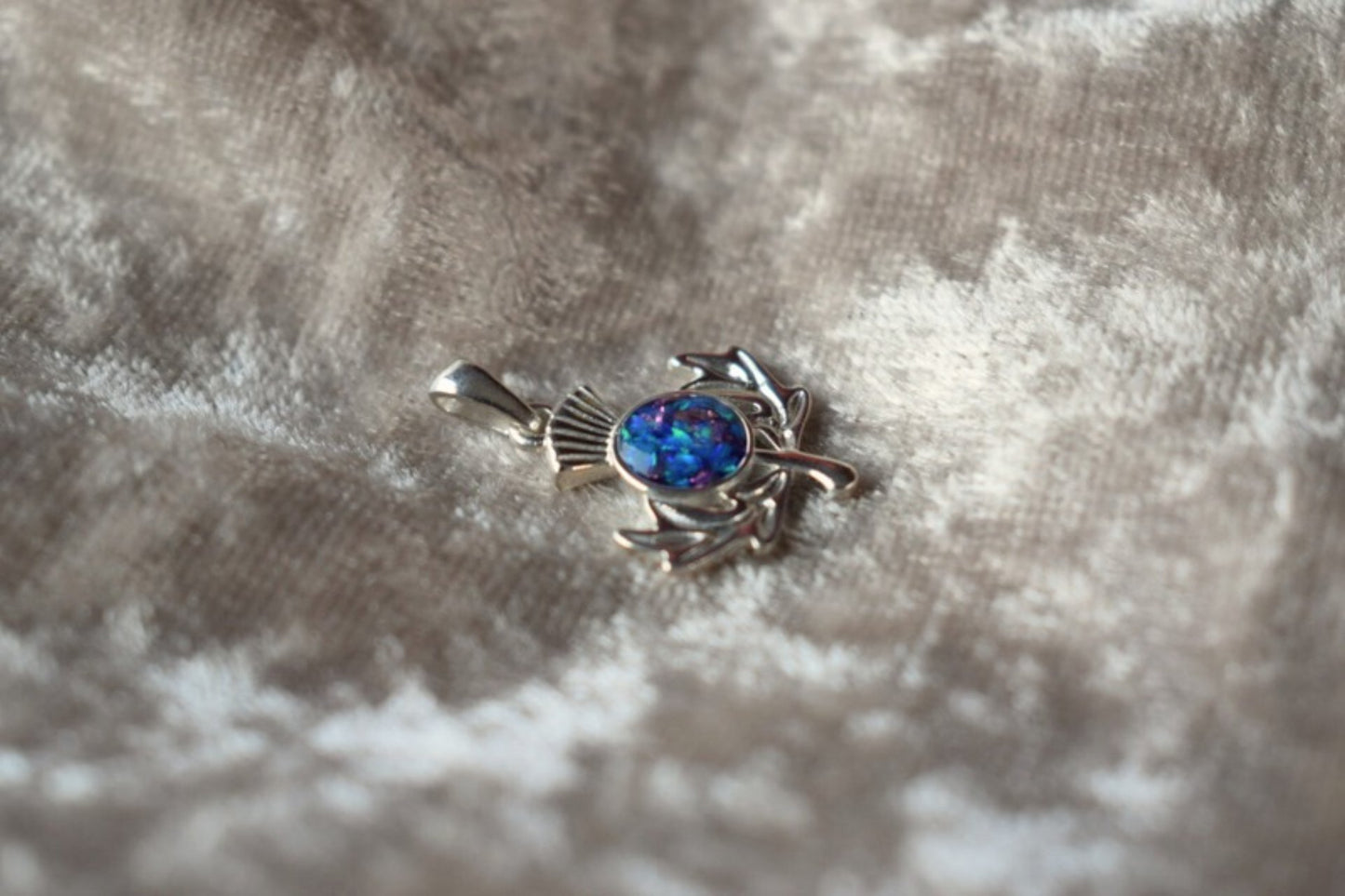 Scottish thistle memorial necklace in sterling silver with ashes setting