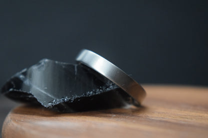 Slim Titanium Satin Flat Shape Ring