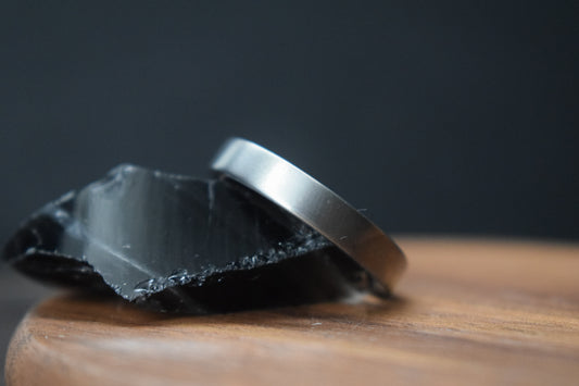 Slim Titanium Satin Flat Shape Ring - True North Forge
