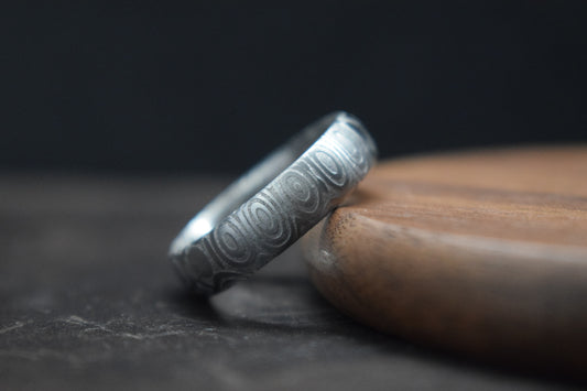 Dee Damascus Steel Court Shaped Ring