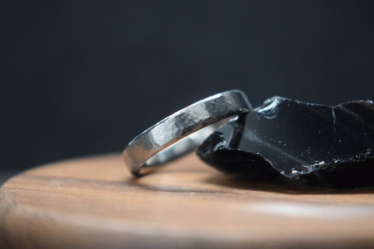 Slim Stainless Steel Deveron Hammered Ring