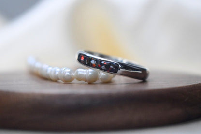 Silver Quarter Channel Memorial Ring