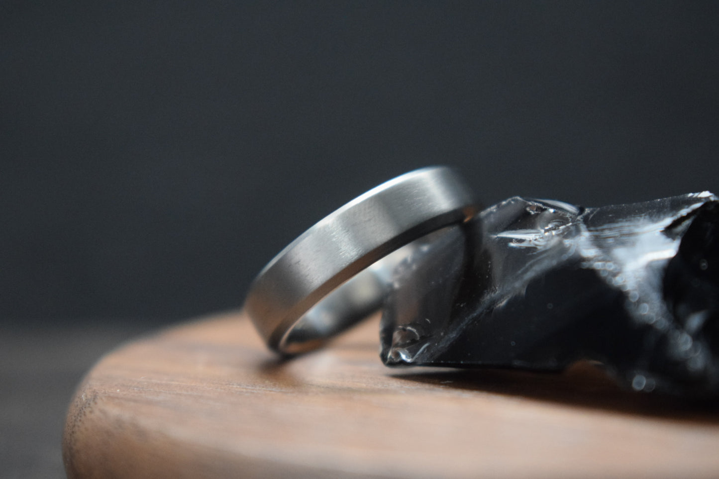 Stainless Steel Satin Finish Bevel Shape Ring