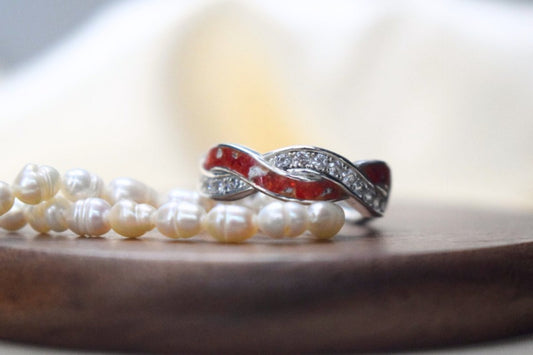 Memorial Entwined Silver & CZ Ring