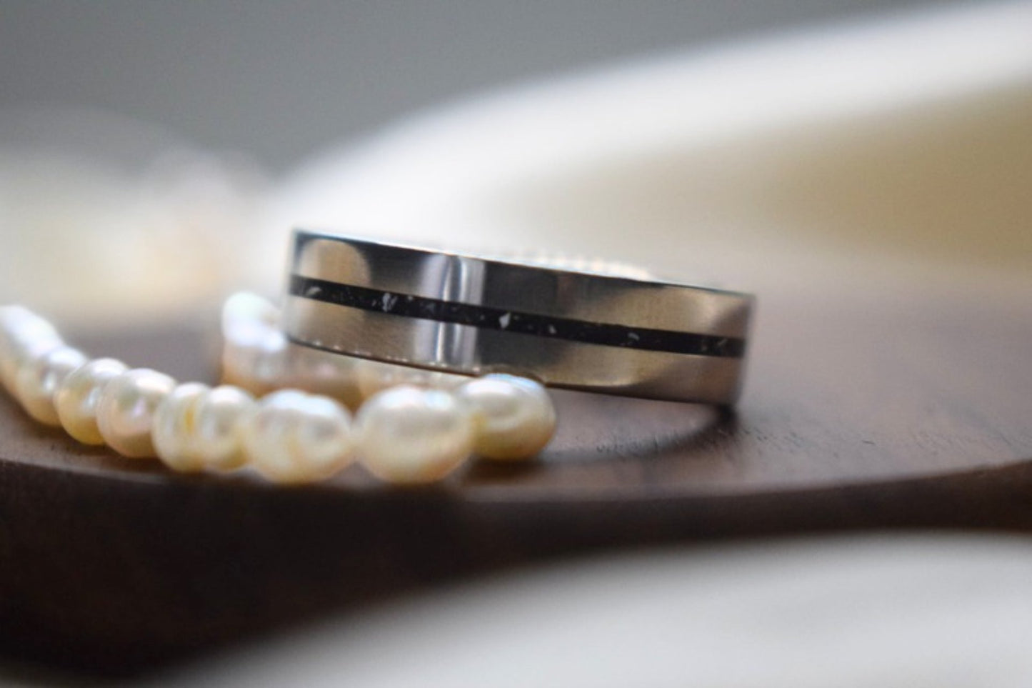Titanium Single Channel Memorial Ring