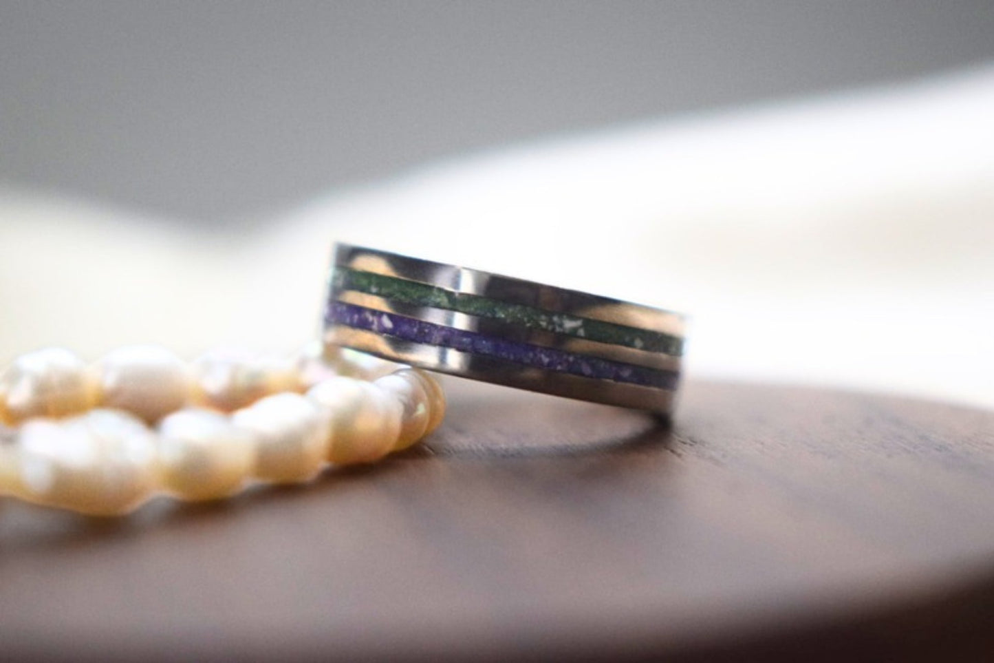 Titanium Double Channel Memorial Ring