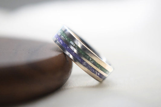 Titanium Double Channel Memorial Ring