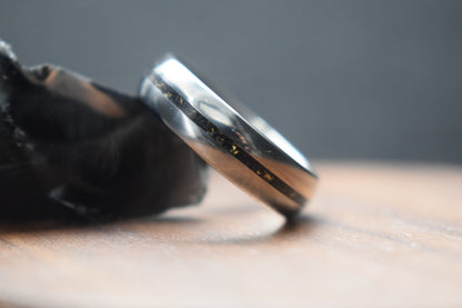 Titanium Bog Oak Inlay Ring
