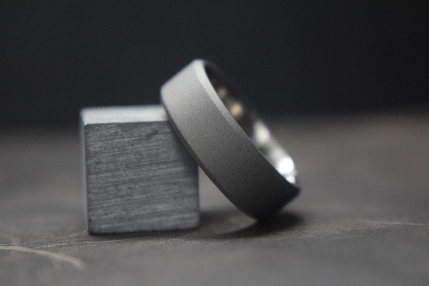 Titanium Blasted Bevel Shape Ring