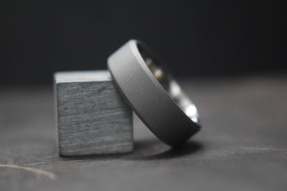 Titanium Blasted Bevel Shape Ring