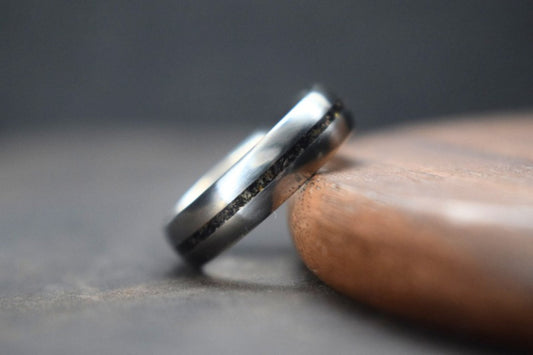 Titanium Bog Oak Inlay Ring