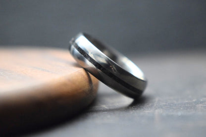 Titanium Bog Oak Inlay Ring