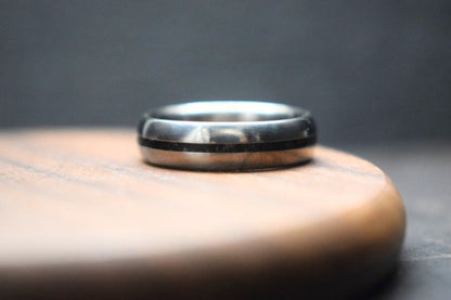 Titanium Bog Oak Inlay Ring