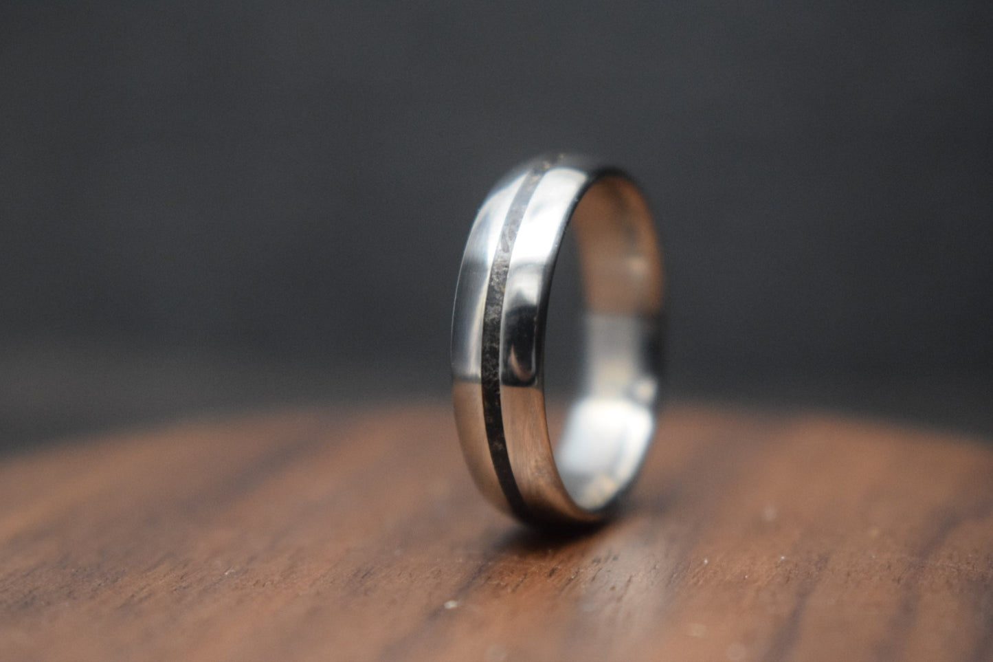 Titanium Bog Oak Inlay Ring