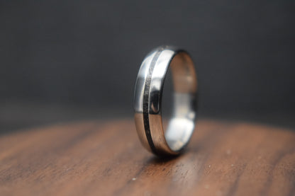 Titanium Bog Oak Inlay Ring