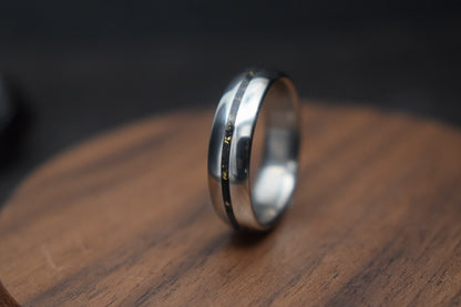 Titanium Bog Oak Inlay Ring with Gold Accents