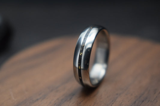 Titanium Bog Oak Inlay Ring
