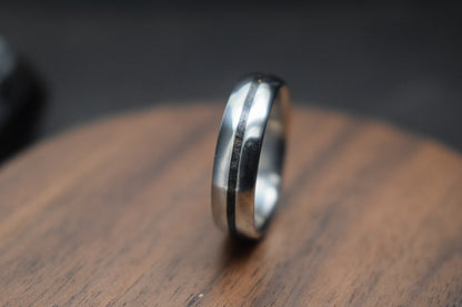 Titanium Bog Oak Inlay Ring