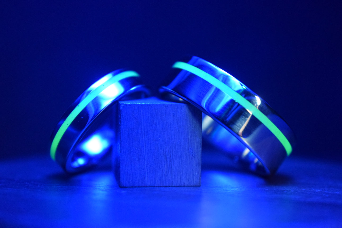 Lumo in Lime UV Glow Stainless Steel Ring