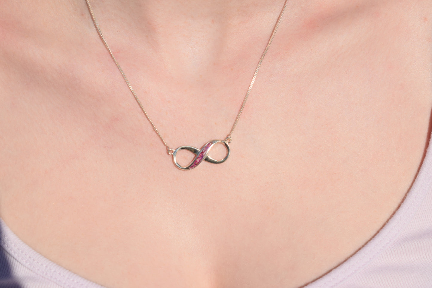 Infinity Silver Memorial Necklace with Ashes – Handmade Keepsake Jewellery in Sterling Silver, Crafted with Love & Care in the UK
