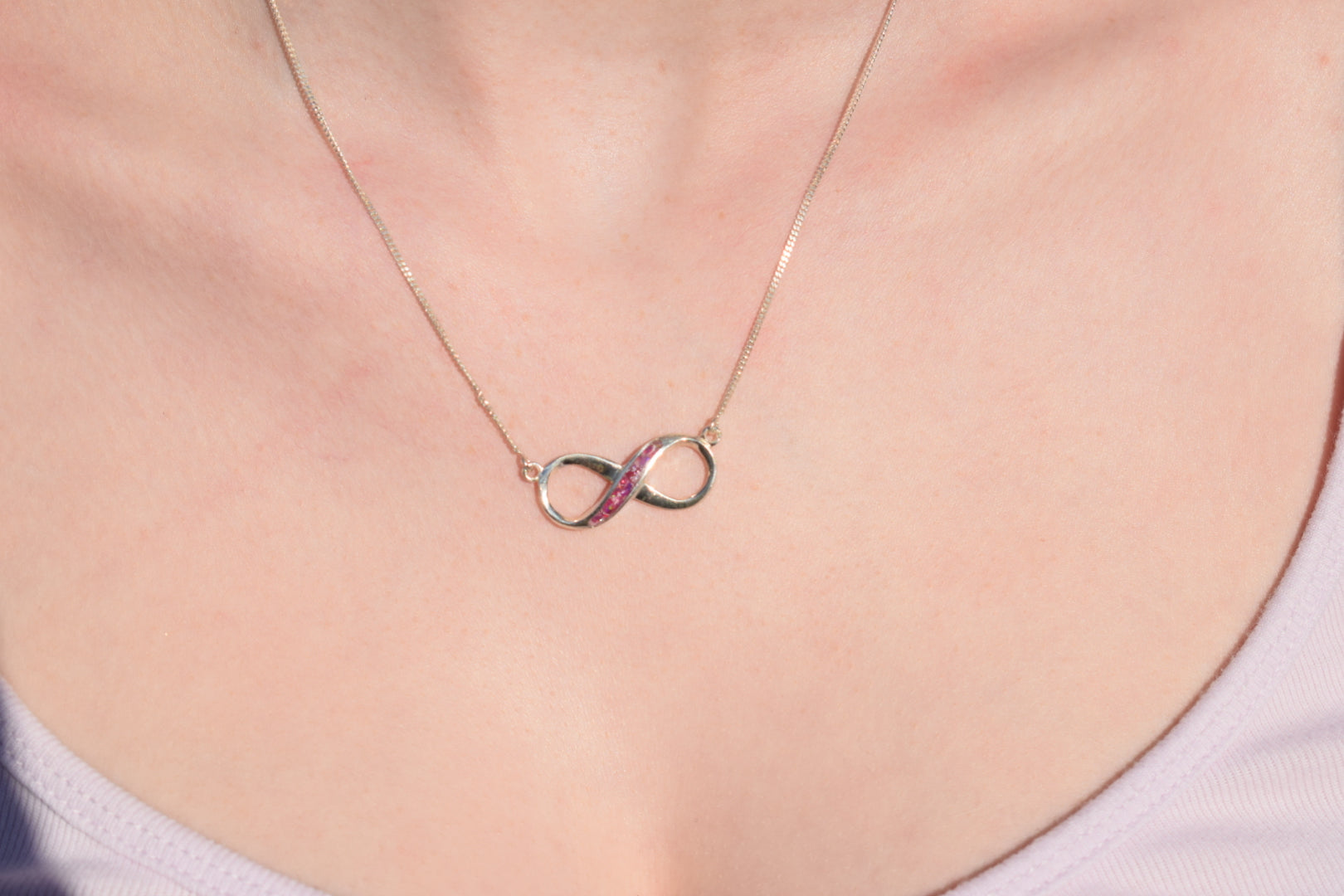 Infinity Silver Memorial Necklace with Ashes – Handmade Keepsake Jewellery in Sterling Silver, Crafted with Love & Care in the UK