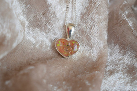 Small Heart Memorial Ashes Silver Necklace – Handmade Sterling Silver Heart Pendant, Memorial Jewellery for Ashes, Crafted in the UK
