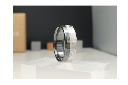 Damascus Steel and Black Zirconium Liner Edge Ring
