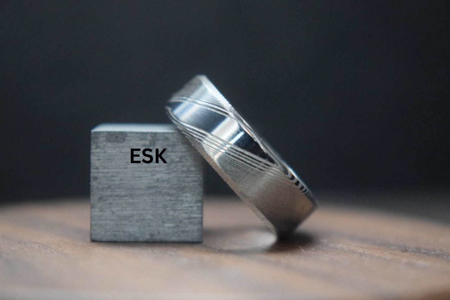 Damascus Steel and Black Zirconium Liner Edge Ring
