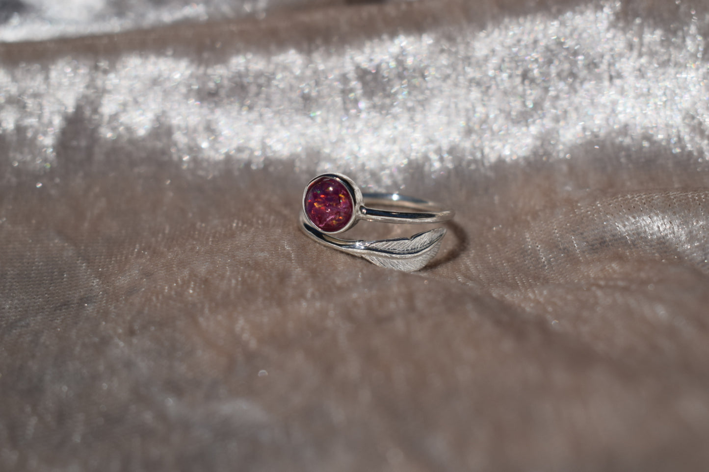 Memorial Ashes Silver Feather Ring